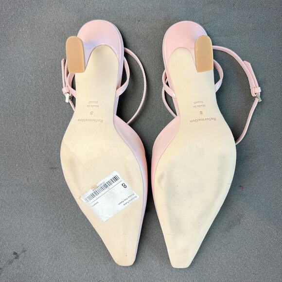 Reformation Natasha Powder Pink Patent Pumps Size 8 - Picture 2 of 5